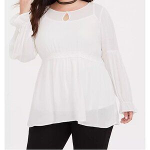 NWT Torrid Outlander Time Traveler Tunic Womens 1X Button-Back White Romantic